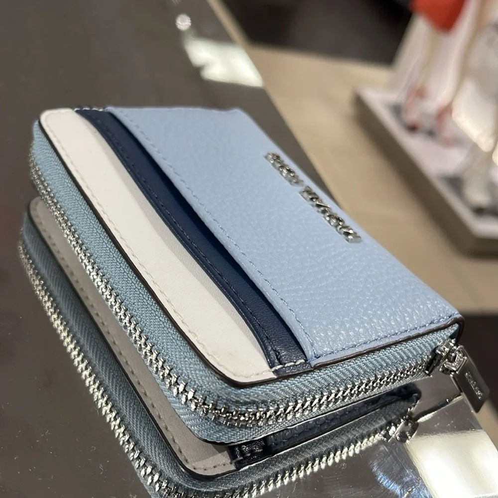 Michael Kors Jet Set Travel Medium Zip Around Color-Block Wallet  Pale Blue Mult